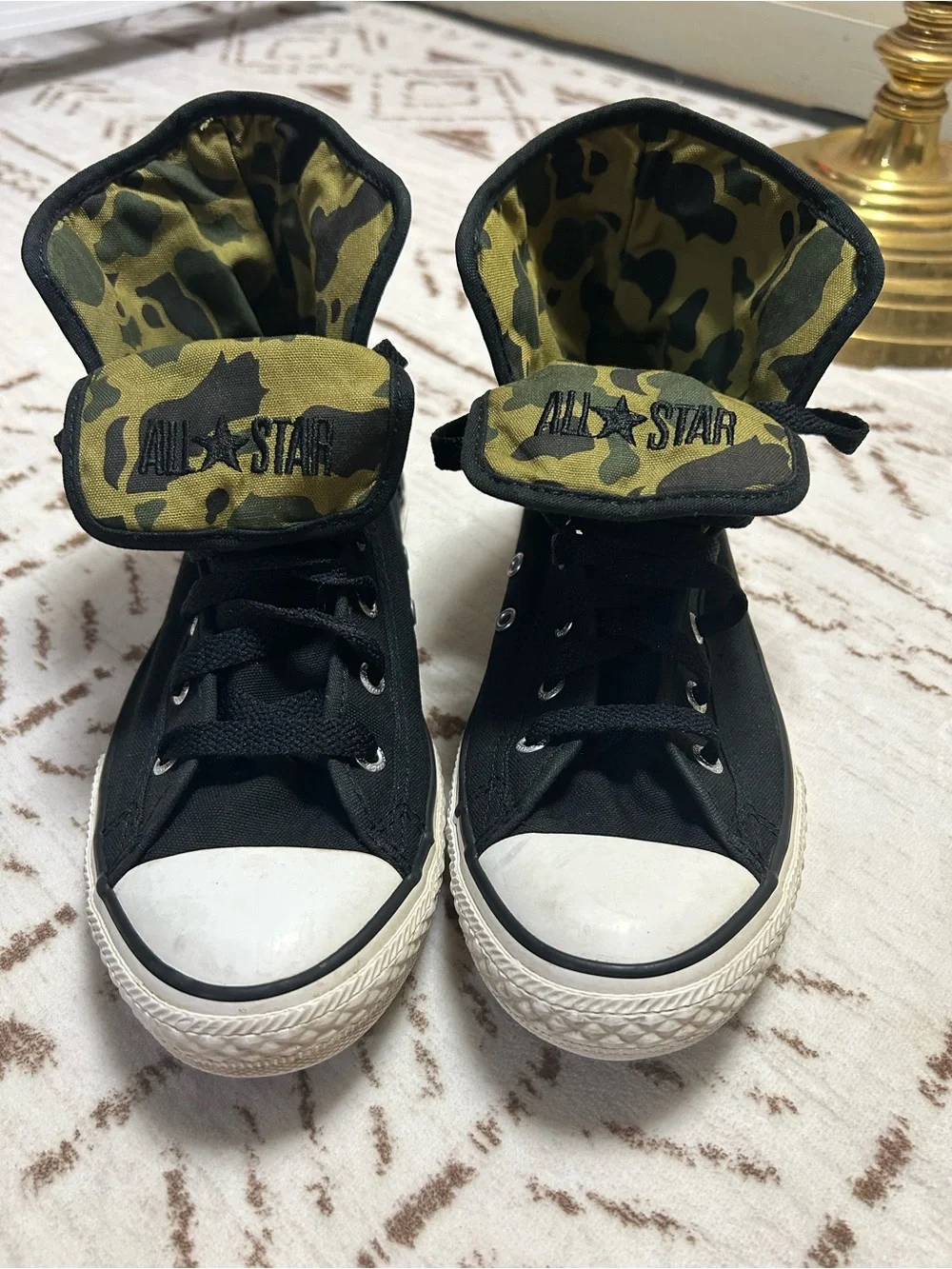 Converse Chuck Taylor Fold Down Camo High Top Sneakers Youth 6 Black Unisex